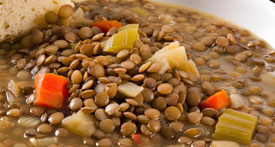 prato com ensopado representando a dúvida: lentilha é carboidrato ou proteína